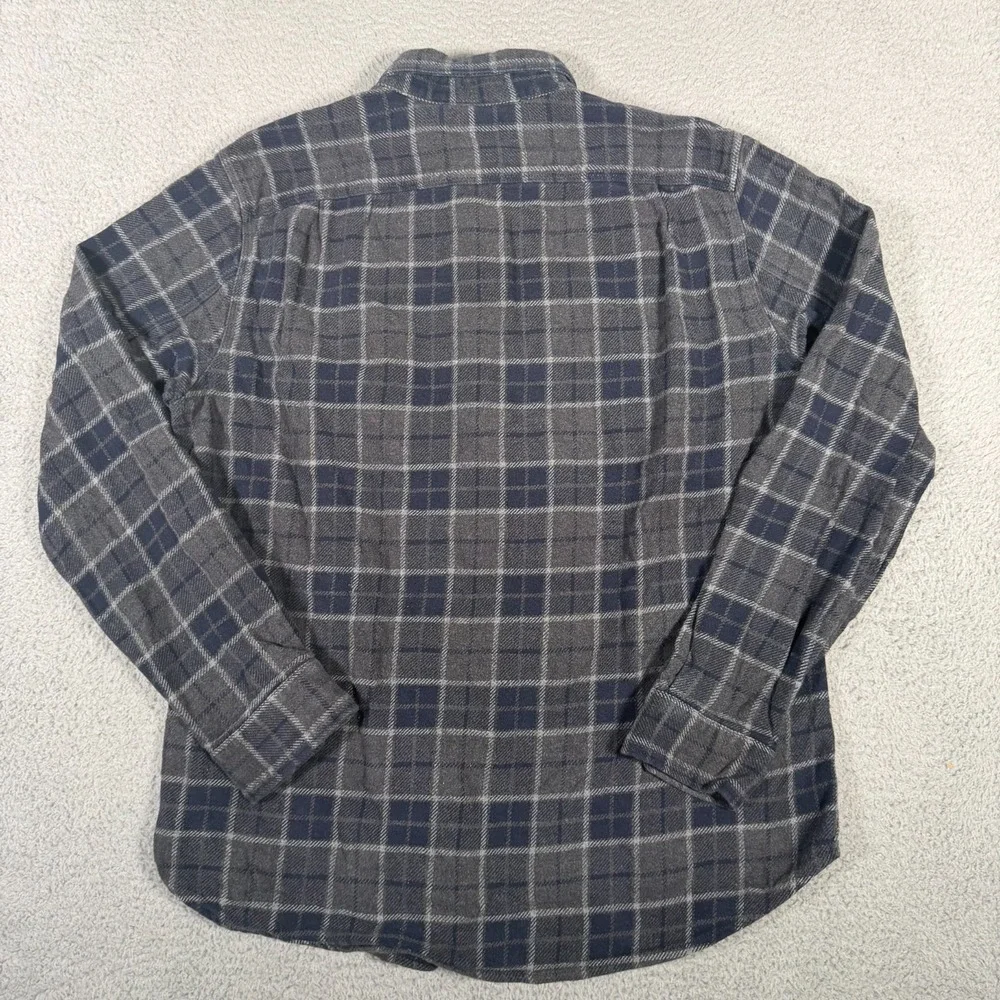 Wallace & Barnes Shirt Mens Large Gray Plaid Flannel Heavy Button Up Outdoor